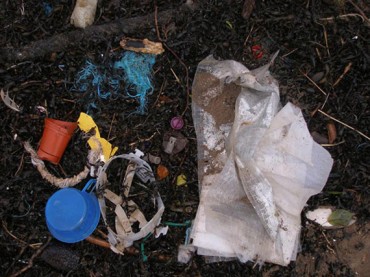 Plastic waste on a UK beach